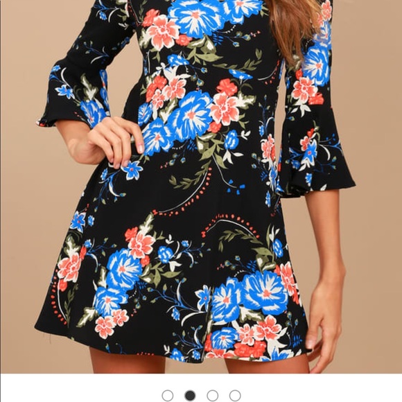 Lulu’s “Welcome Back” Floral Print Skater Dress - Picture 2 of 4